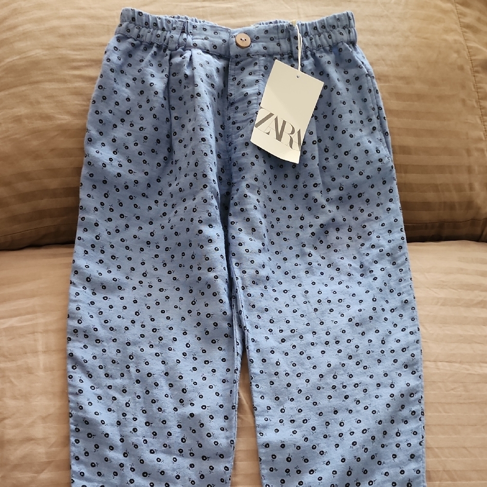 Zara Kids Blue Patterned Casual Bottoms